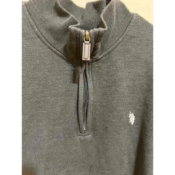 U.S. POLO ASSN Men  Quarter Zip Pullover Sweater Top Black Size 2XL - Picture 6 of 12